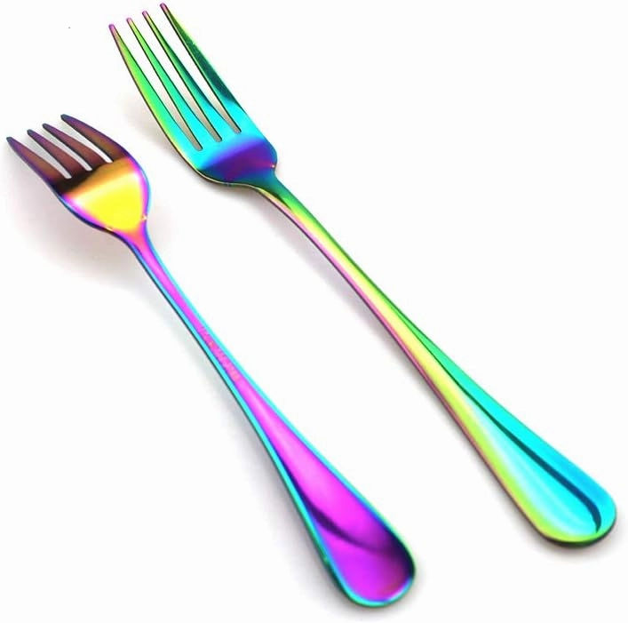 JASHII Rainbow Silverware Set, 40-Piece Stainless Steel Heavyweight Flatware Set, Kitchen Utensil Set Service for 8, Colorful Mirror Polishing Tableware Cutlery Set Knifes Forks Spoons Dishwasher Safe