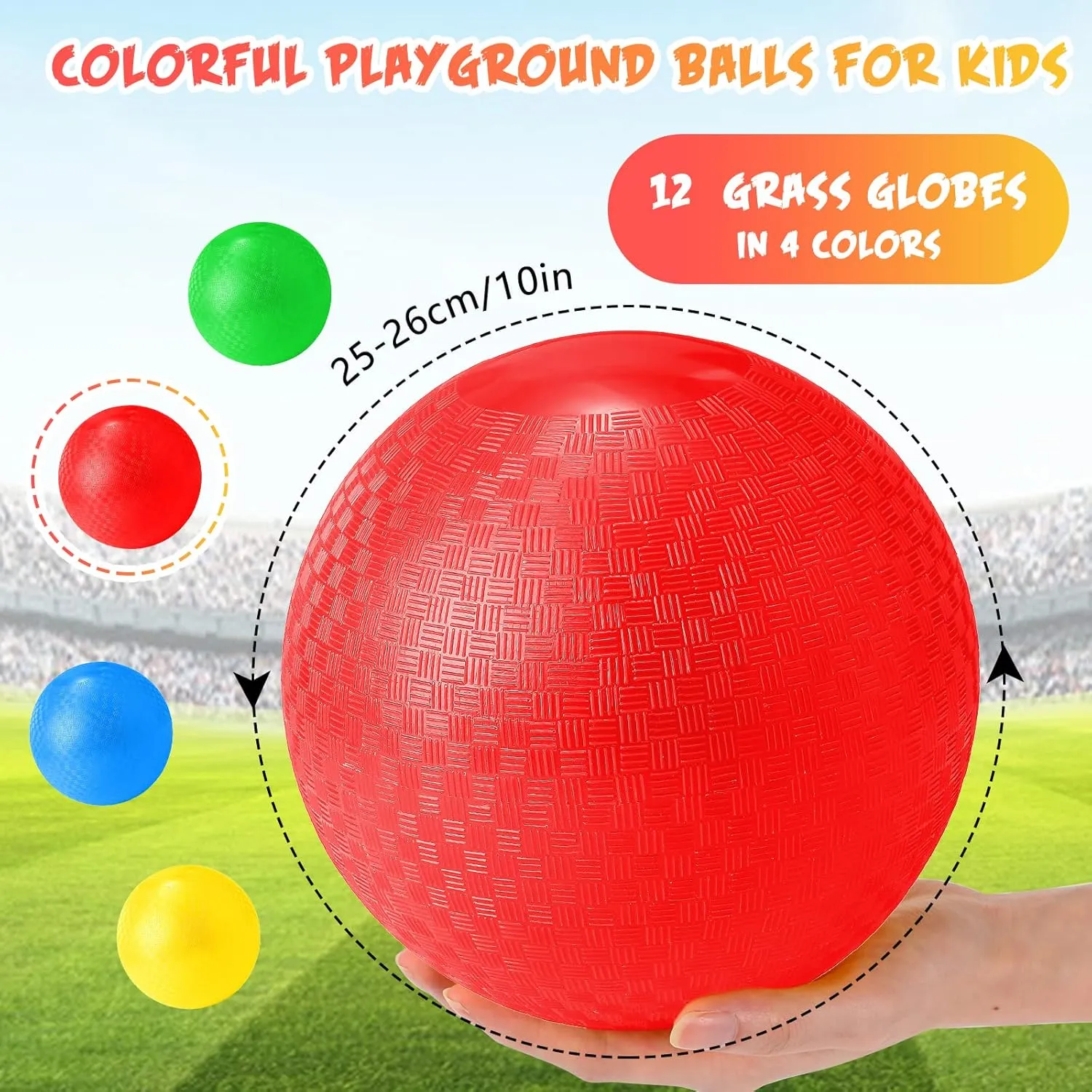 Jerify 12 Pcs Playground Balls Bulk 10 Inch Bouncy Dodgeball Inflatable Kick Balls Kickball Dodgeball Handball for Kids Adults Indoor Outdoor Ball Games Gym Picnic Camp Yoga Exercise