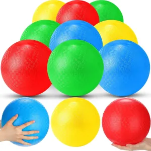 Jerify 12 Pcs Playground Balls Bulk 10 Inch Bouncy Dodgeball Inflatable Kick Balls Kickball Dodgeball Handball for Kids Adults Indoor Outdoor Ball Games Gym Picnic Camp Yoga Exercise