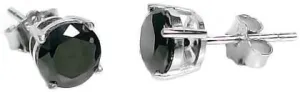 Jet: 1.5 carat 6.0mm Black Russian Ice on Fire CZ® Cast Basket Stud Earrings 925 Silver, 0653