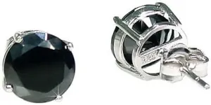 Jet: 4.0 carat 8mm Black Russian Ice on Fire CZ Cast Basket Stud Earrings 925 Silver, 0654