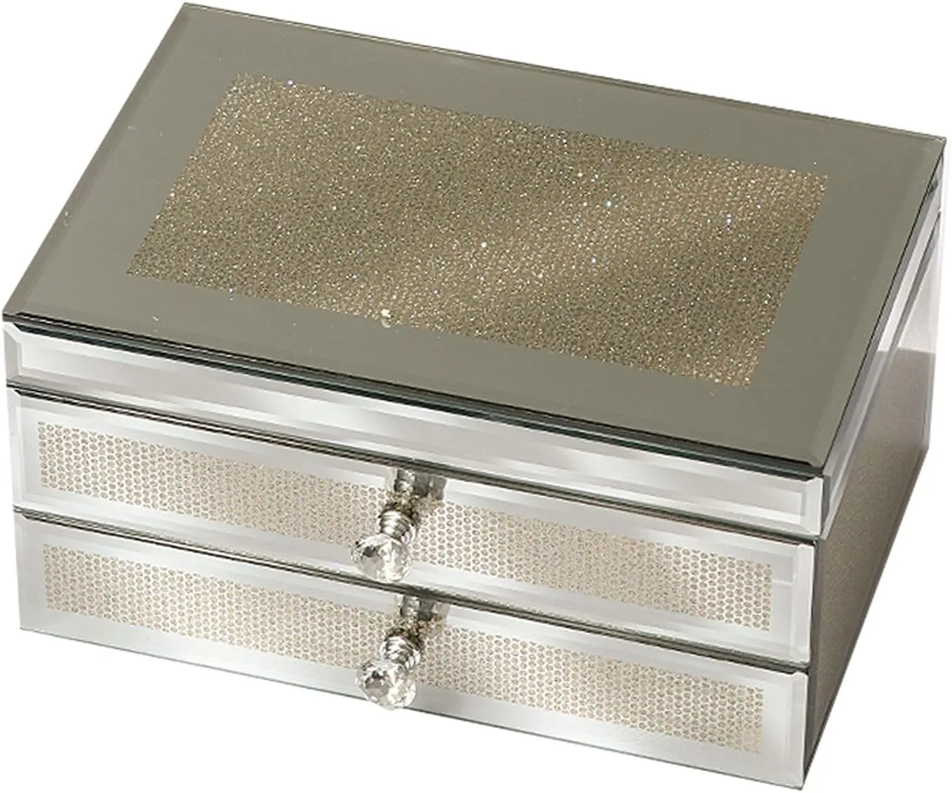 Jewelry Box Glass Jewelry Box with Drawers, Velvet Jewellery Organizer, Earring Rings Necklaces Bracelets Display Case Gift for Women, Girls Jewelry Box Organizer
