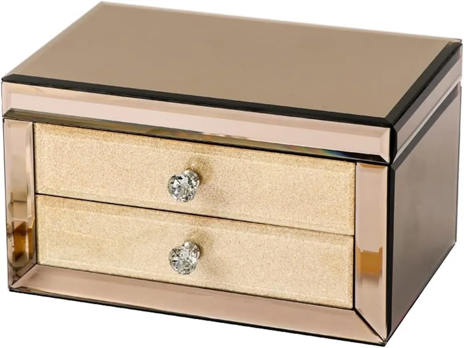 Jewelry Box Jewelry Storage Box Fashion Glass Jewelry Box Home Jewelry Ornament Organizer Box with Drawer and Mirror Jewelry Box Organizer
