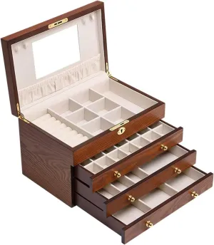 Jewelry Box Mirrored Watch Organizer Necklace Ring Earring Storage