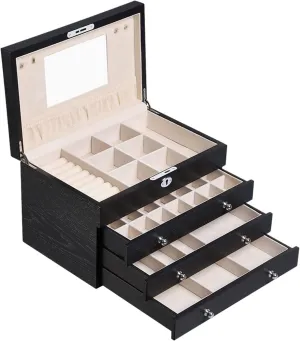 Jewelry Box Mirrored Watch Organizer Necklace Ring Earring Storage