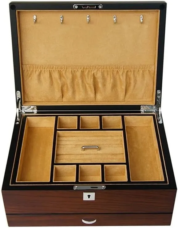 Jewelry Box Organizer Jewelry Box Multilayer Storage Box Ring Earring Necklace Bracelet Watch Small Jewelry Storage Box Wooden Jewelry Box Jewelry Organizer Small(B) (B)