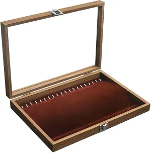 Jewelry Box, Wooden Jewelry Organizer Box with Clear Glass Lid Jewelry Holder Organizer Velvet Jewelry Storage Case for Women Earrings Rings Necklaces Bracelet Watch D(E)