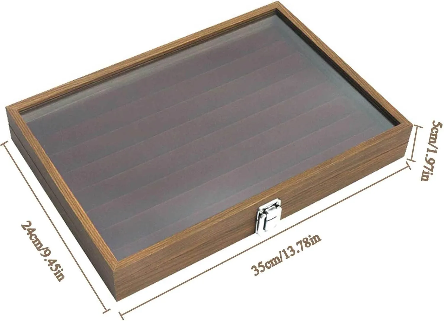 Jewelry Box, Wooden Jewelry Organizer Box with Clear Glass Lid Jewelry Holder Organizer Velvet Jewelry Storage Case for Women Earrings Rings Necklaces Bracelet Watch D(E)