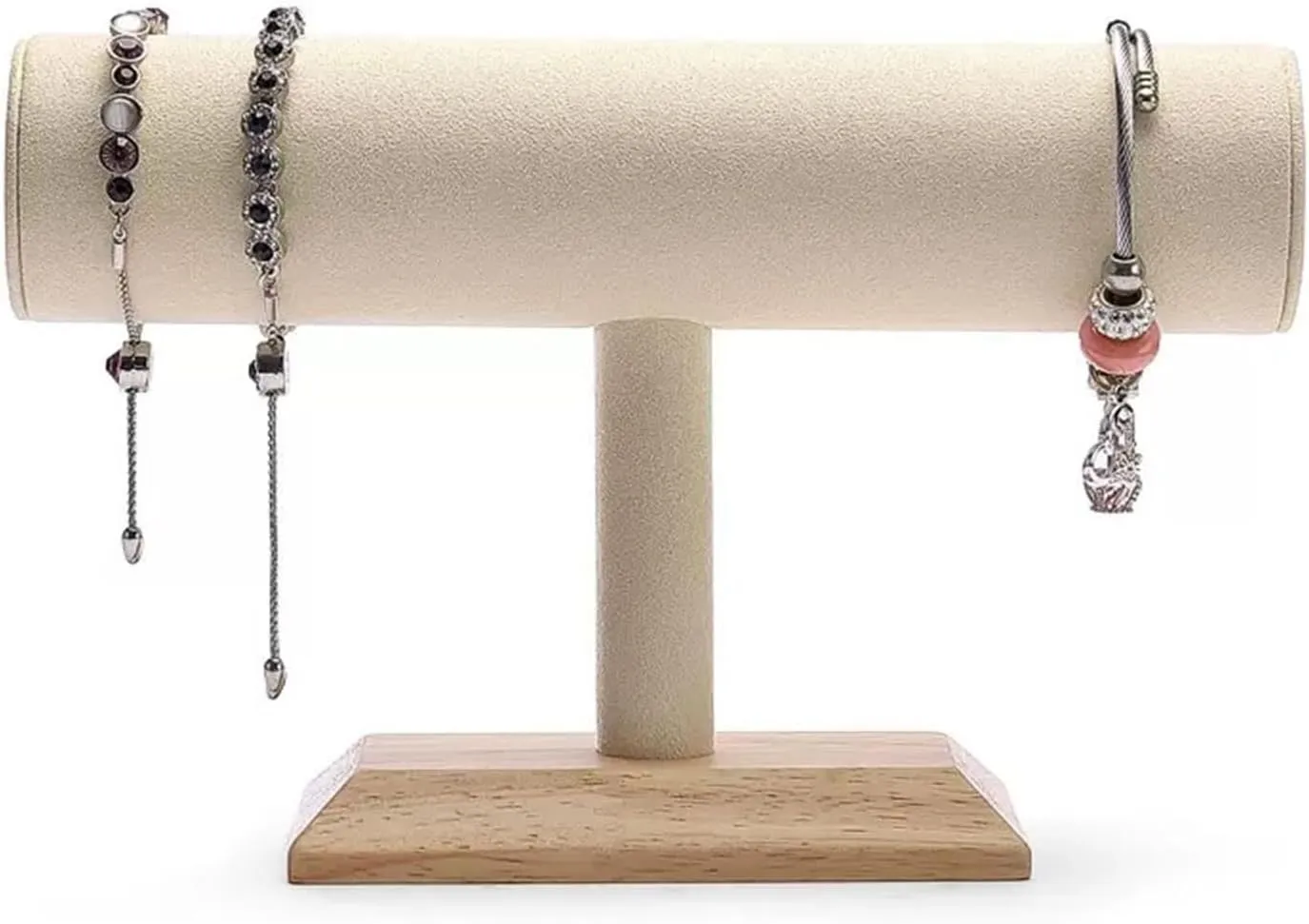 Jewelry Holder T Shape Velvet Jewelry Display Stand Detachable Bracelet Watch Holder Necklace Holder Dresser Storage Jewelry Tower Display Stand(A)