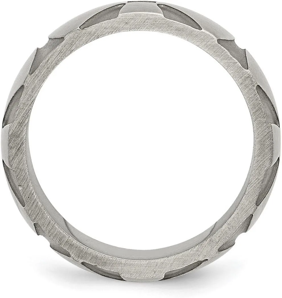 JewelryWeb Stainless Steel Brushed Matte Artisan Oxidized 0.06ct. Tw. Diamond 10mm Band Ring-Band Style-Ring for Women and Men