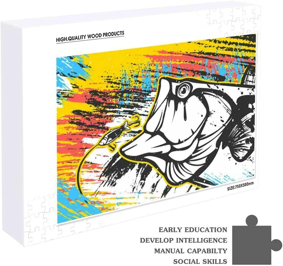 Jigsaw Puzzle for Teens Adults Fishing Fish Puzzle Large Challenge Educational Puzzles Game Toys Gift Boredom Buster Artwork Home Wall Decor