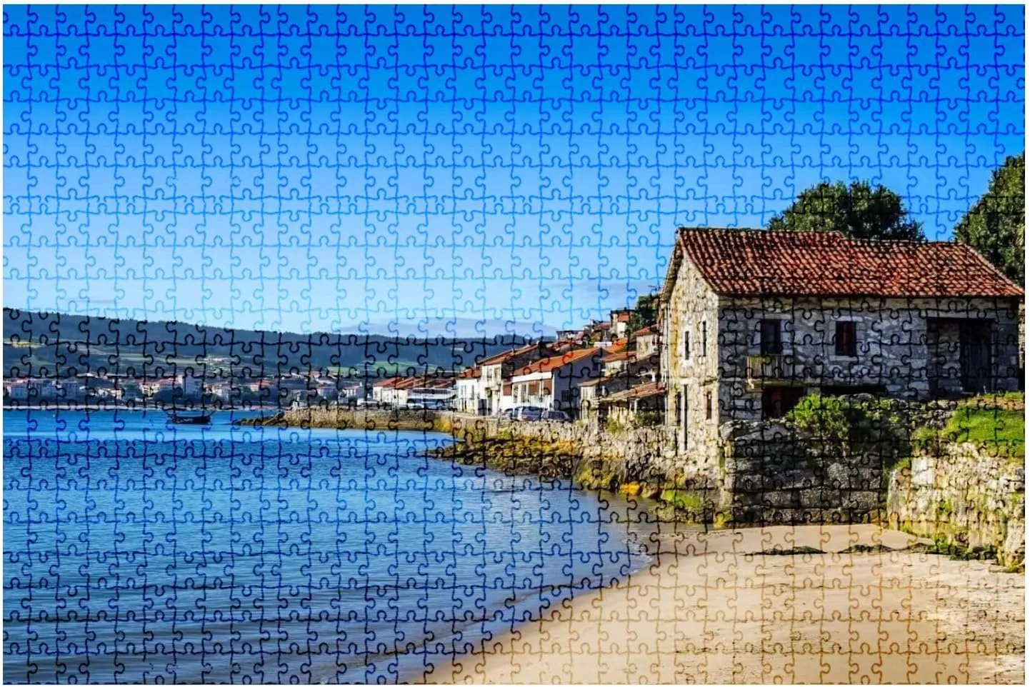 Jigsaw Puzzles 1000 Pieces and Up Puzzle Game for Family Parent Fishing Village Combarro Typical Granary horreos Spain Child Holiday Puzzles for Educational Gift for Women Men