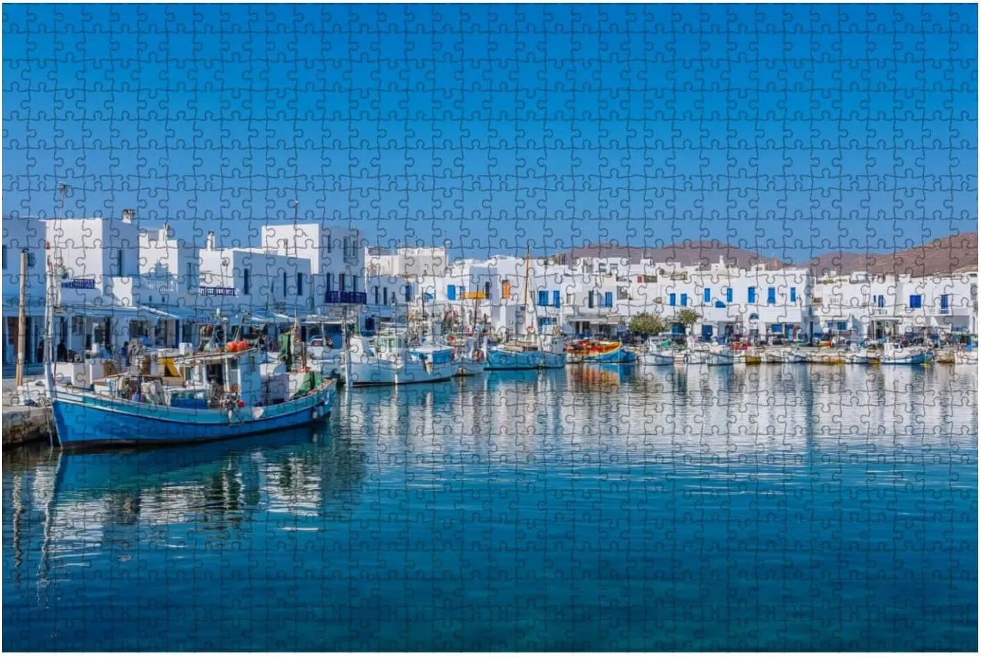 Jigsaw Puzzles 1000 Pieces for Adult Harbor Fishing Village Naousa Cyclades Puzzle Game for Family Wooden Puzzle Toy Educational Games Puzzles for Home Decor
