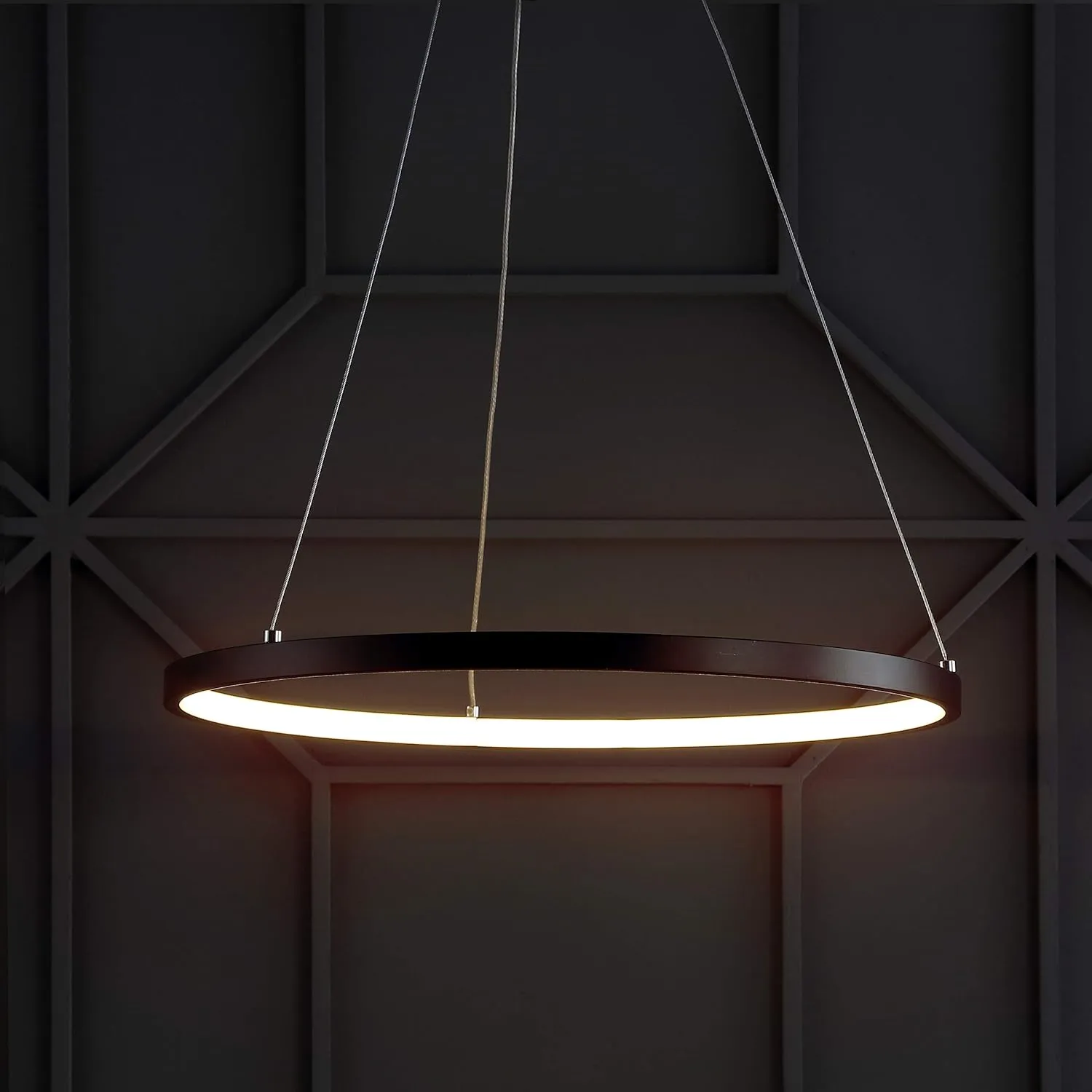 JONATHAN Y JYL7202A Bradley 15.7" Round Integrated LED Metal Pendant Chandelier Modern Contemporary Transitional Dining Room Living Room Kitchen Foyer Bedroom Hallway, Matte Black