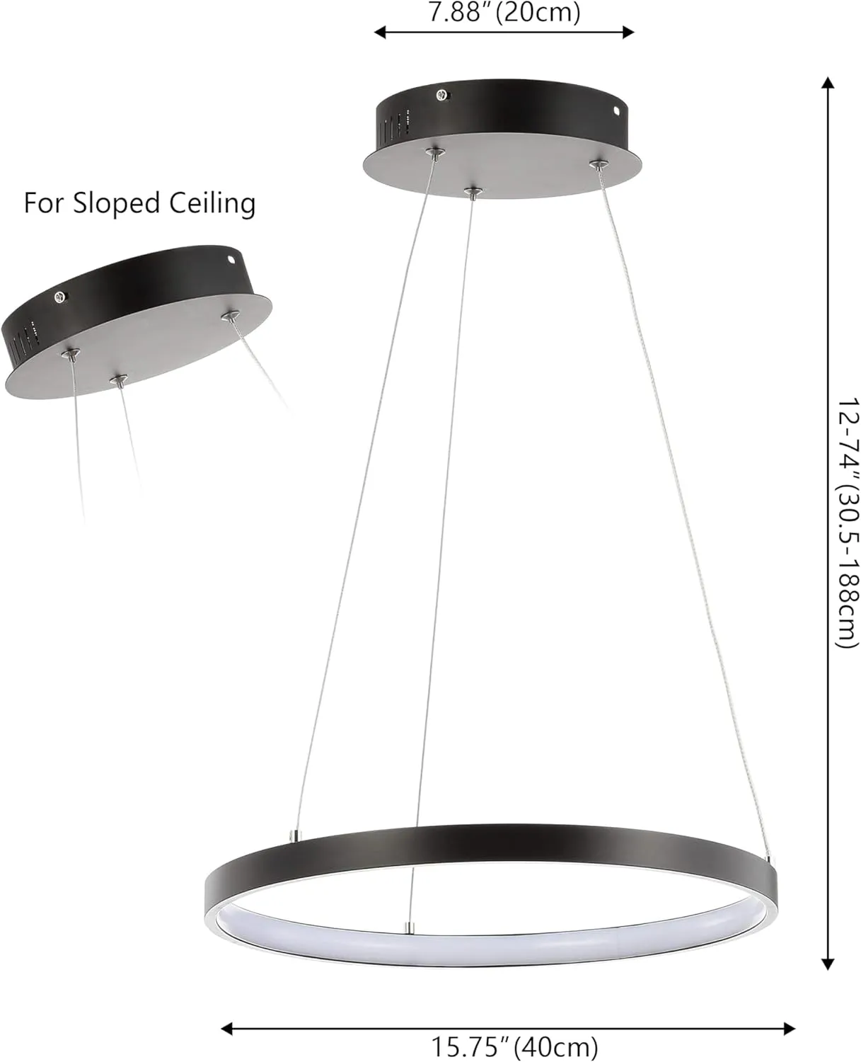 JONATHAN Y JYL7202A Bradley 15.7" Round Integrated LED Metal Pendant Chandelier Modern Contemporary Transitional Dining Room Living Room Kitchen Foyer Bedroom Hallway, Matte Black