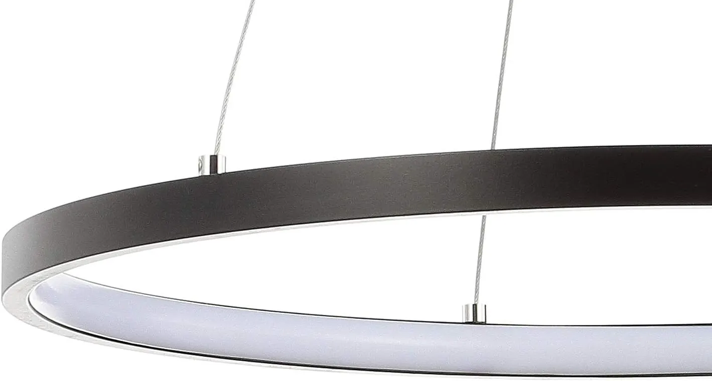 JONATHAN Y JYL7202A Bradley 15.7" Round Integrated LED Metal Pendant Chandelier Modern Contemporary Transitional Dining Room Living Room Kitchen Foyer Bedroom Hallway, Matte Black