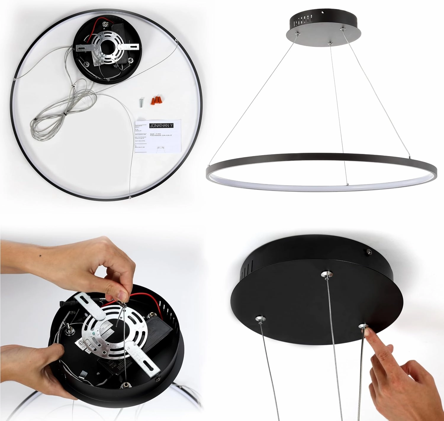 JONATHAN Y JYL7202C Bradley 15.75" 1-Light Modern Contemporary Metal Round Integrated LED Pendant Midcentury Transitional Adjustable Dining Room Living Room Kitchen Island Foyer Bedroom, Chrome