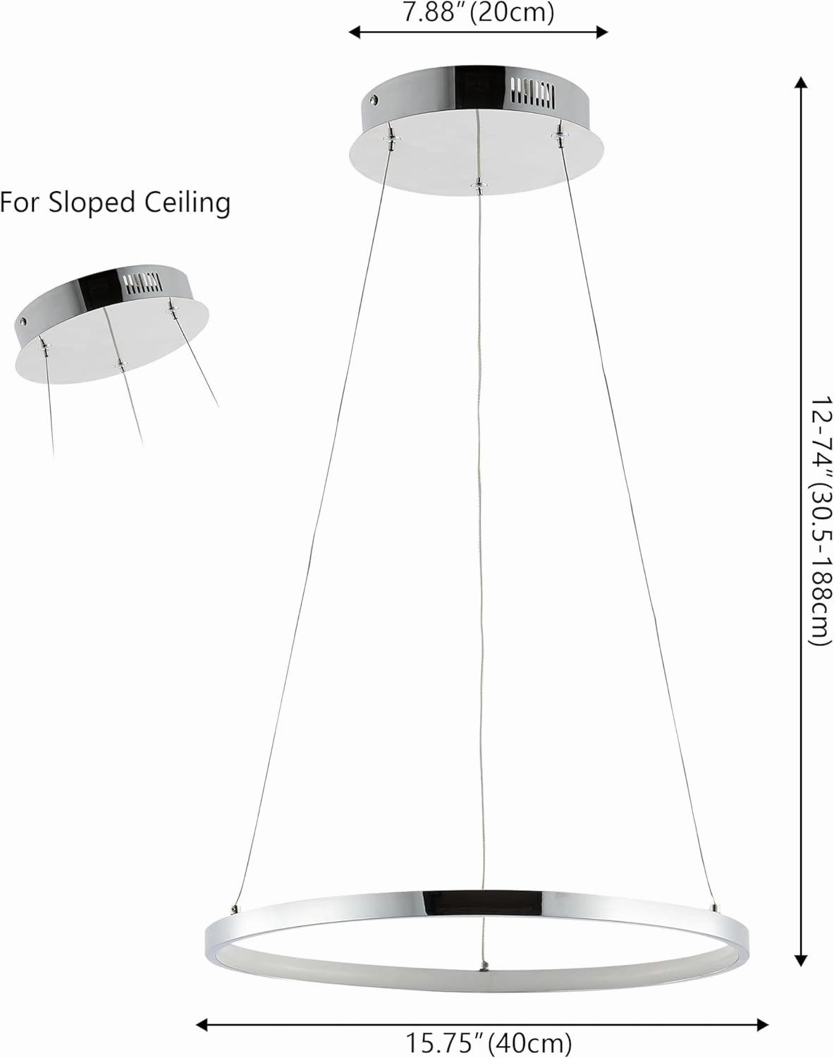 JONATHAN Y JYL7202C Bradley 15.75" 1-Light Modern Contemporary Metal Round Integrated LED Pendant Midcentury Transitional Adjustable Dining Room Living Room Kitchen Island Foyer Bedroom, Chrome