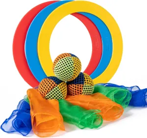 Juggling Starter Set of 3 Juggling Balls 3 Scarves 3 Rings Perfect for Developing Motor and Juggling Skills