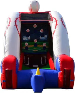 JumpOrange Inflatable Baseball Target Game (with Blower and Foam Bat), Kids and Adults, Commercial Grade, Rental Game, Throwing Target Holes, Toss Game, Outdoor Indoor, 15oz PVC Vinyl, <90 LBS