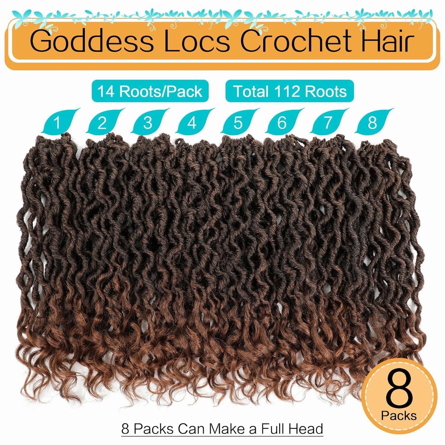Karida Goddess Locs Crochet Hair 12 Inch, 8 Packs Faux Locs Crochet Hair for Black Women, Pre Looped Crochet Faux Locs With Curly Ends (12 Inch (Pack of 8), T30#)