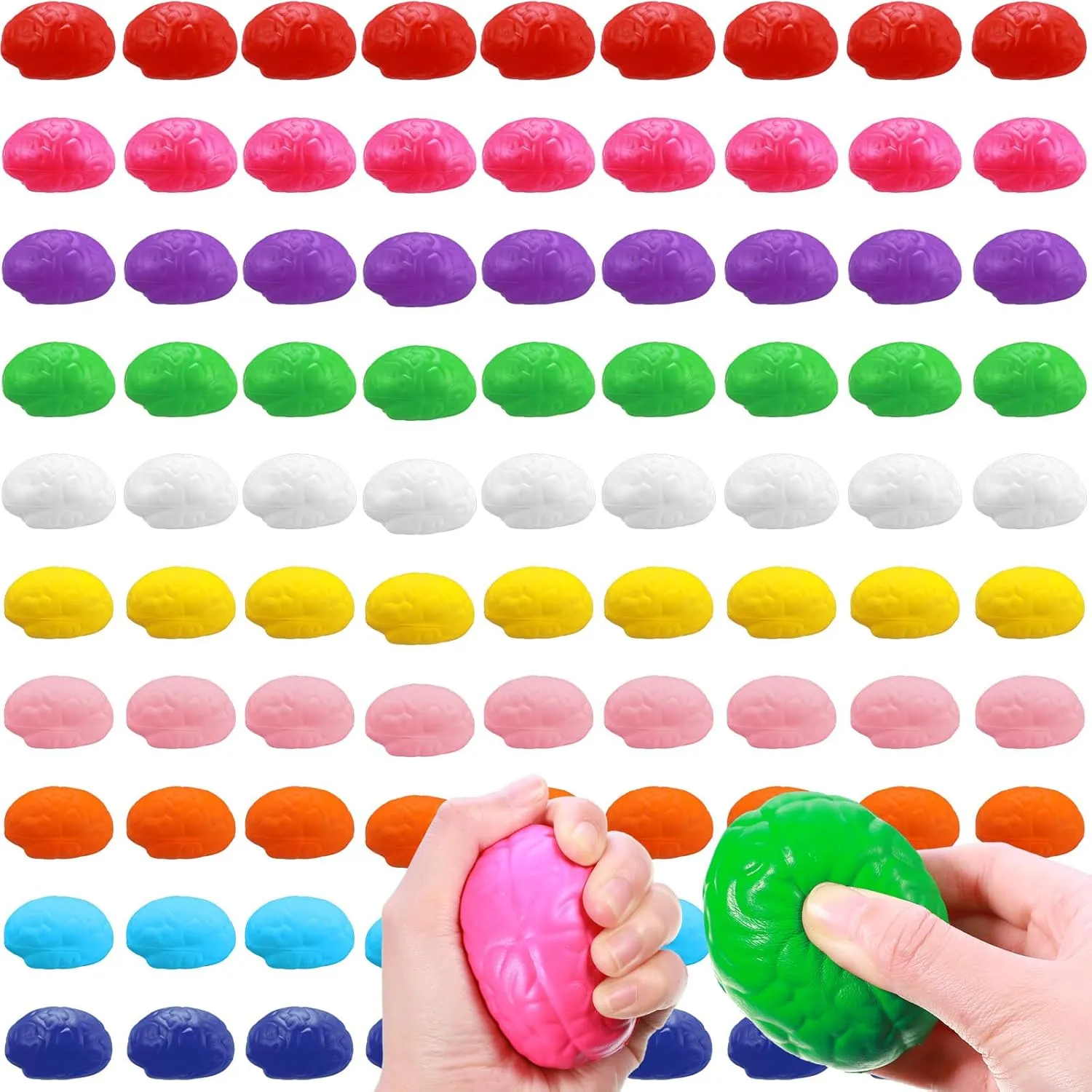 Kasyat 40 Pcs Brain Stress Ball Mini Brain Shaped Stress Ball Bulk PU Hand Muscle Exercise Pressure Prop for Adult Improving Grip Strength Object Recognition Prop Mold Halloween(Colorful,Large)