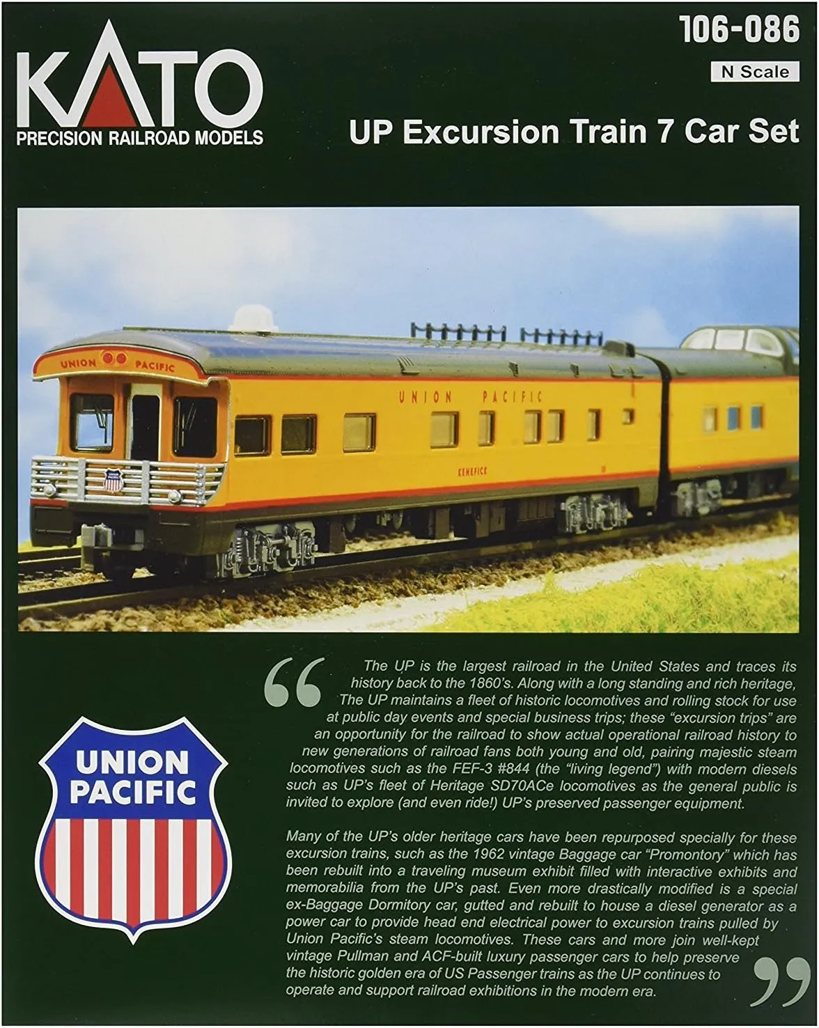 Kato USA Model Train Products N Scale Union Pacific Excursion Train 7-Car Set