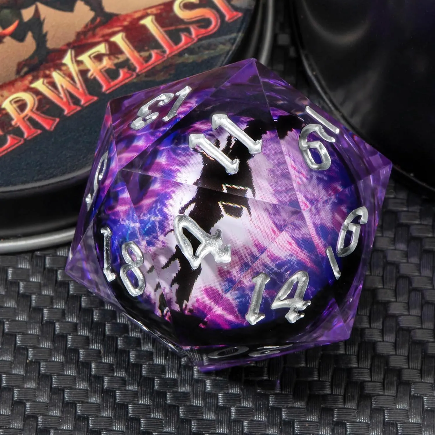 KERWELLSI Float Liquid Core Beholder Eye Single 33mm D20 Dice with Gift Box, Resin 20 Sided DND Dice, Colorful Large Polyhedral Role Playing Dice D and D Dice