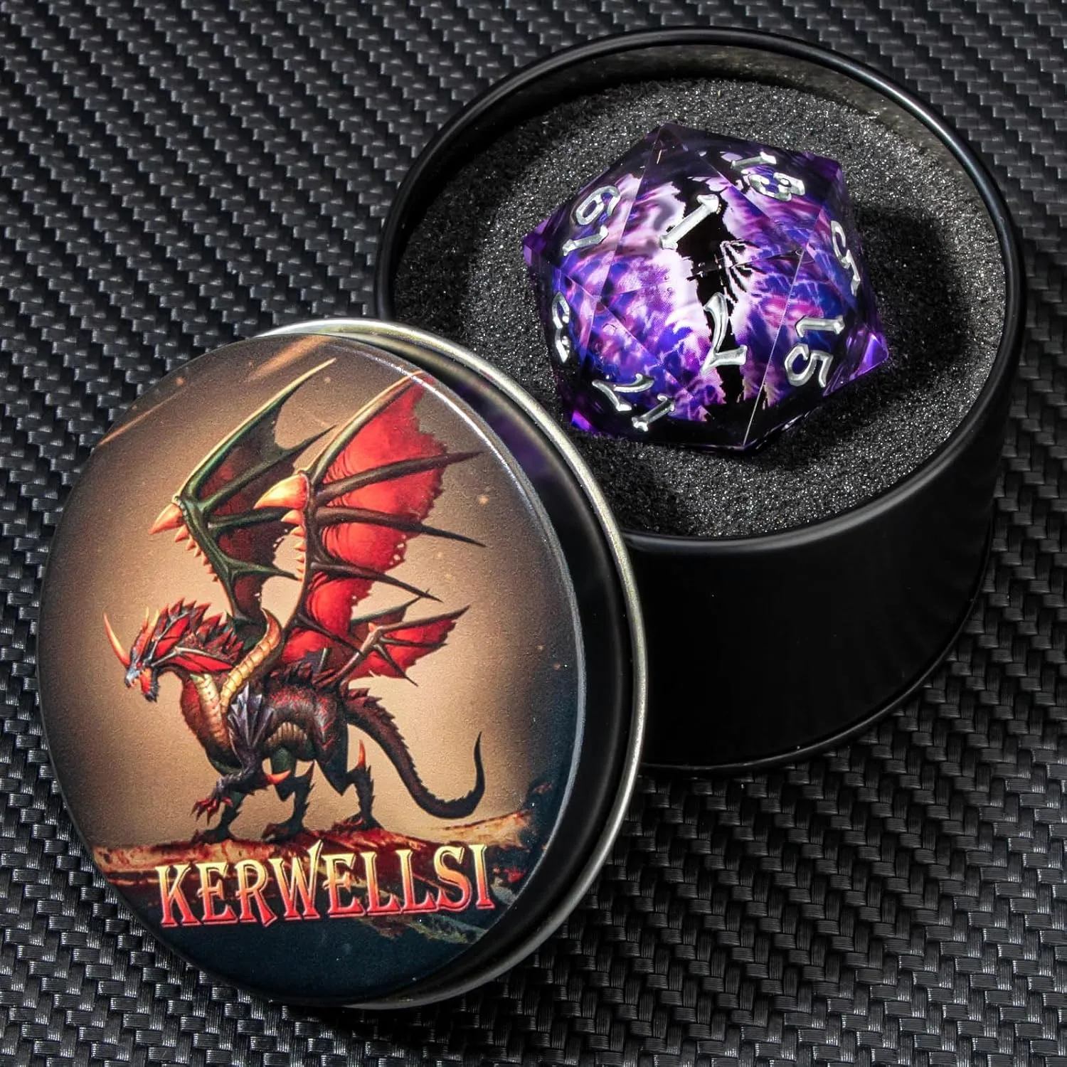KERWELLSI Float Liquid Core Beholder Eye Single 33mm D20 Dice with Gift Box, Resin 20 Sided DND Dice, Colorful Large Polyhedral Role Playing Dice D and D Dice