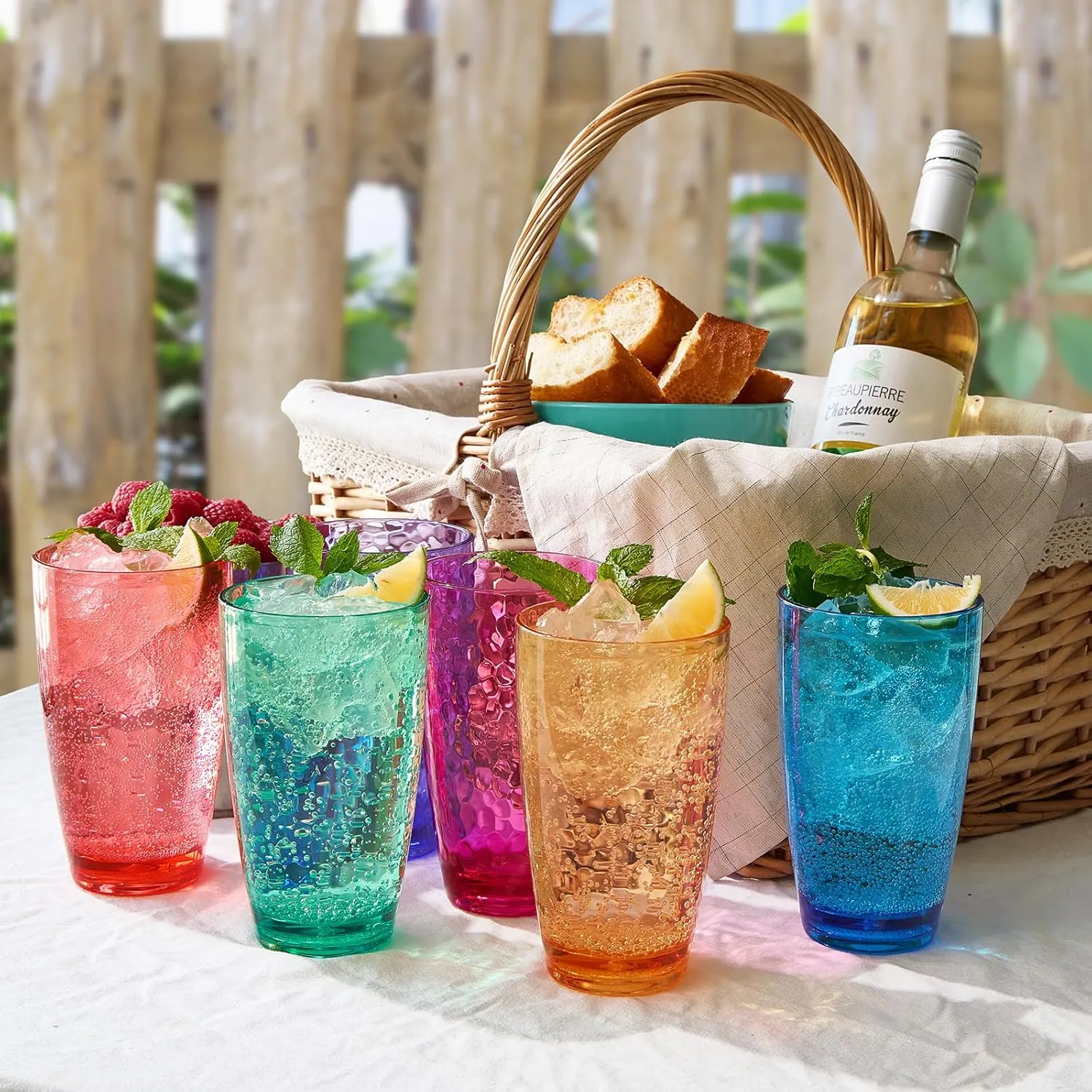 Khen Iceberg Plastic Reusable Drinking Glasses (Set of 6) Restaurant Cups Style 19 oz Acrylic Unbreakable Water Tumbler, Juice, Wine Cups | BPA-Free1 | Top-Rack Dishwasher Safe, Tritan Shatterproof
