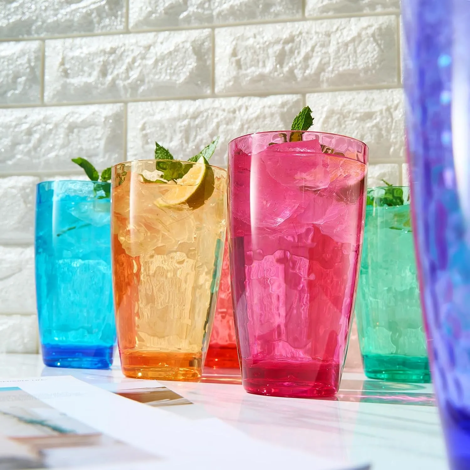 Khen Iceberg Plastic Reusable Drinking Glasses (Set of 6) Restaurant Cups Style 19 oz Acrylic Unbreakable Water Tumbler, Juice, Wine Cups | BPA-Free1 | Top-Rack Dishwasher Safe, Tritan Shatterproof