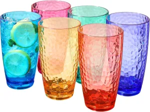 Khen Iceberg Plastic Reusable Drinking Glasses (Set of 6) Restaurant Cups Style 19 oz Acrylic Unbreakable Water Tumbler, Juice, Wine Cups | BPA-Free1 | Top-Rack Dishwasher Safe, Tritan Shatterproof