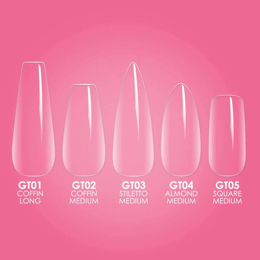 Kiara Sky Gelly Tips | Soak Off Soft Gel Nail Extensions | 500 pieces - 10 Sizes | Almond Medium