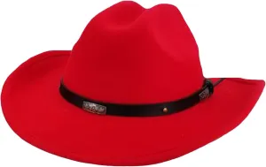 Kids Girls Red 100% Wool Soft Felt Western Hat S