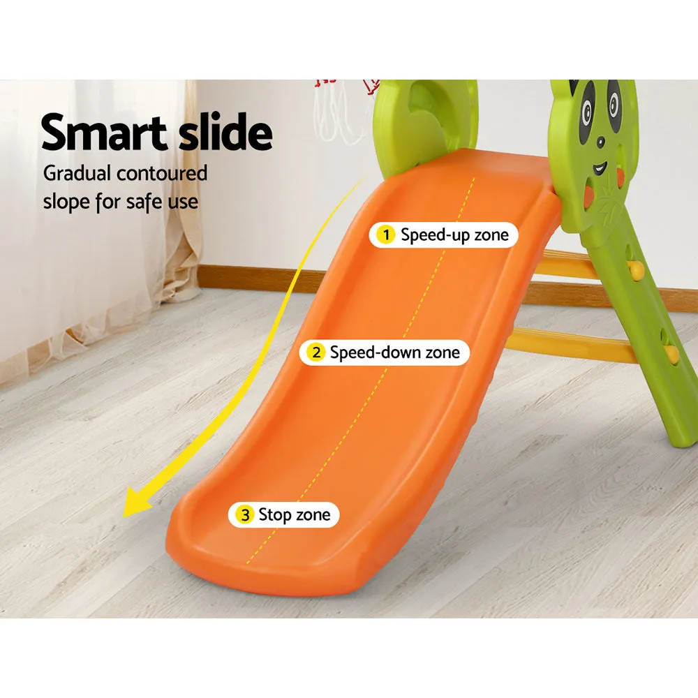 Kids Slide Basketball Hoop Activity Center Outdoor Toddler Play Set Orange