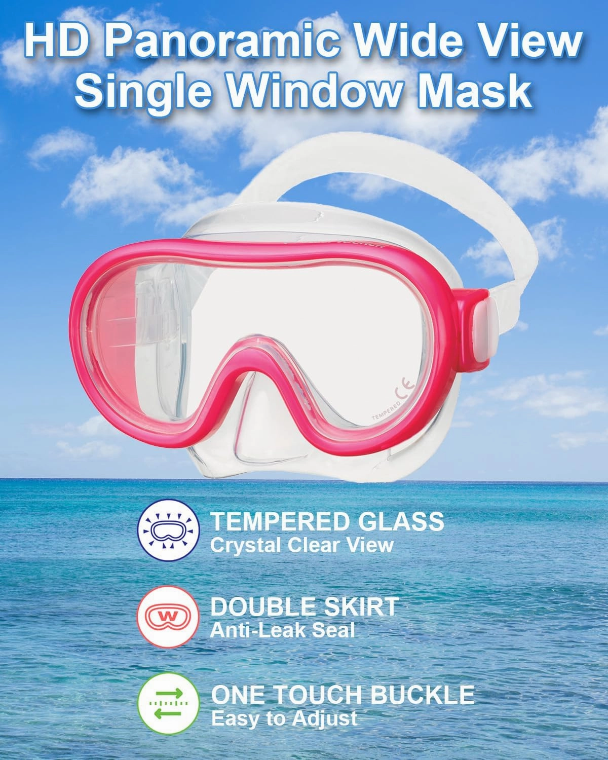 Kids Snorkel Set Age 4-9 Snorkeling Gear for Kids Youth, Kids Snorkel Mask & Snorkel Set, Semi-Dry Top, Panoramic Wide View Snorkel Mask, Swimming Diving Package w/Travel Bag RC0203
