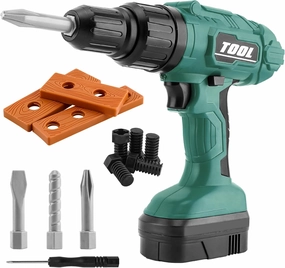 Kids Toy Drill Toddler Drill Toy Set,Kids Pretend Play Tool with Realistic Sound & Action Creativity Drill Screw Set,Preschool Outdoor Gardening Toy Power Drill for Kids(Green)
