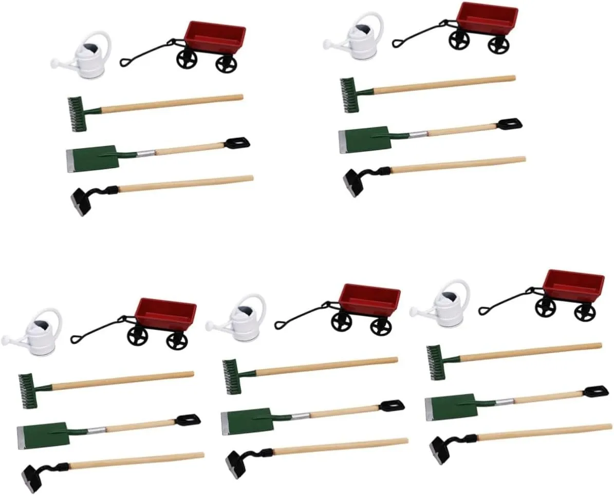 Kisangel 3 Sets Mini Gardening Tool Miniature House Garden Decor Accessories for Creative and Chic Dollhouse Gardening Tools for Fairy Garden Projects
