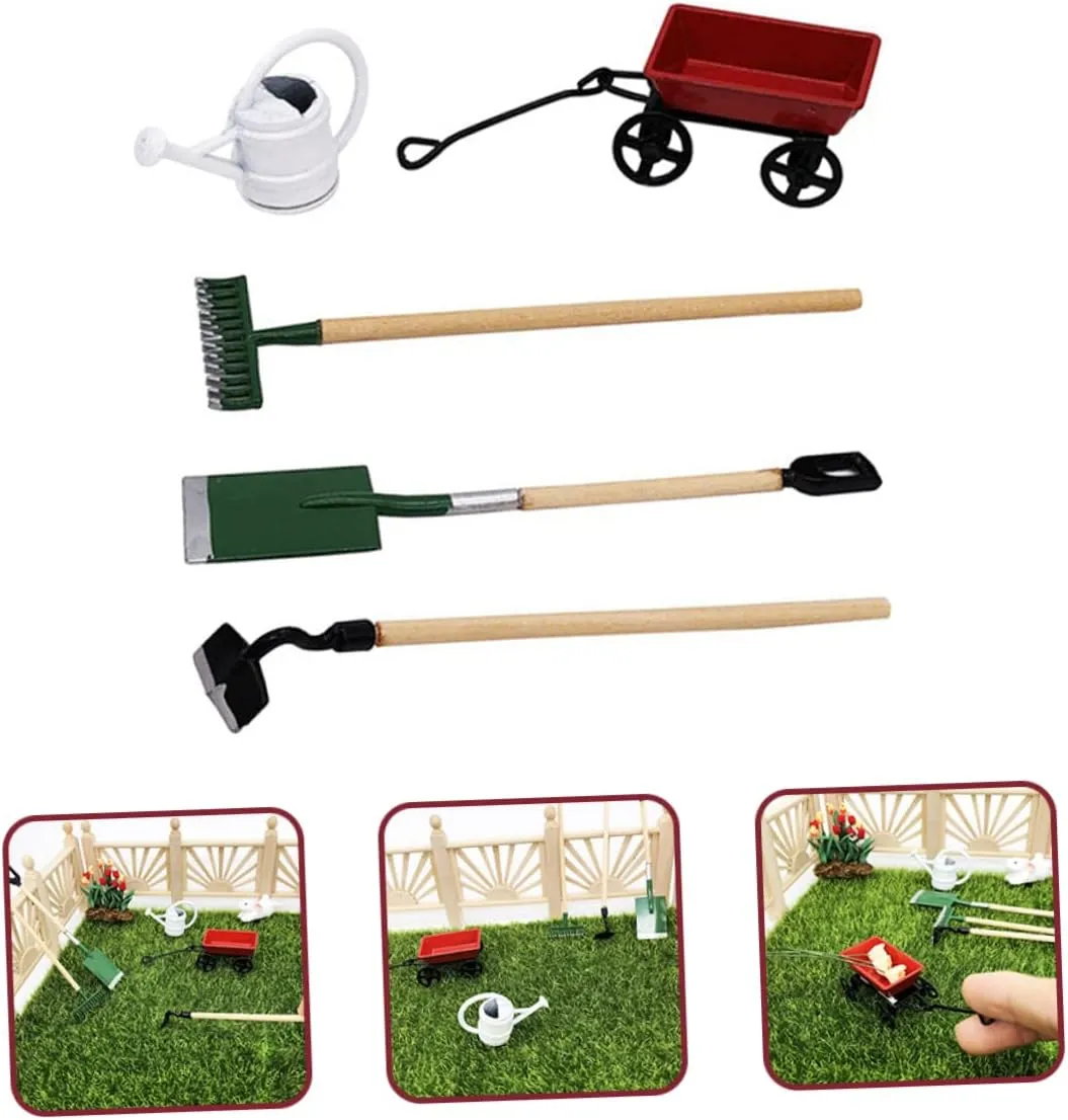 Kisangel 3 Sets Mini Gardening Tool Miniature House Garden Decor Accessories for Creative and Chic Dollhouse Gardening Tools for Fairy Garden Projects