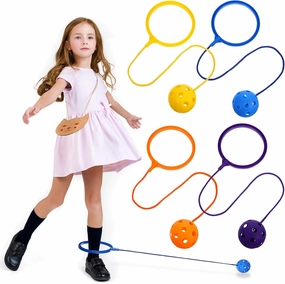 Kisangel 12 Pcs Ankle Skip Ball Toys - Colorful Jump Rope Balls for Kids, Flexible and Safe Outdoor Toys for Ages 4-8, Fun Fitness Exercise for Toddlers, Indoor & Outdoor Play