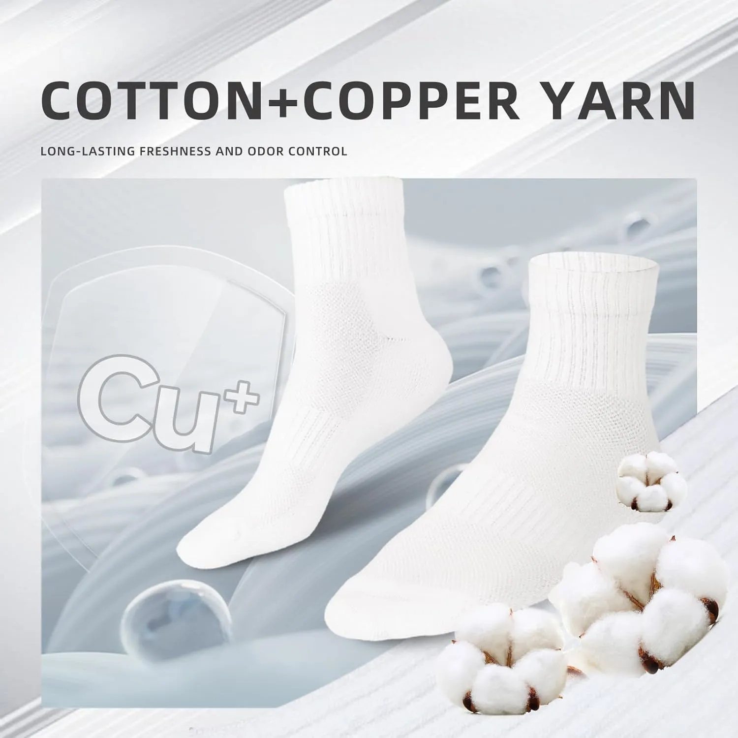 Kodal Copper Ankle Running Socks for Men Women Cushion Cotton Quarter Socks Odor Control for Smelly Sweaty Feet 5 Pairs