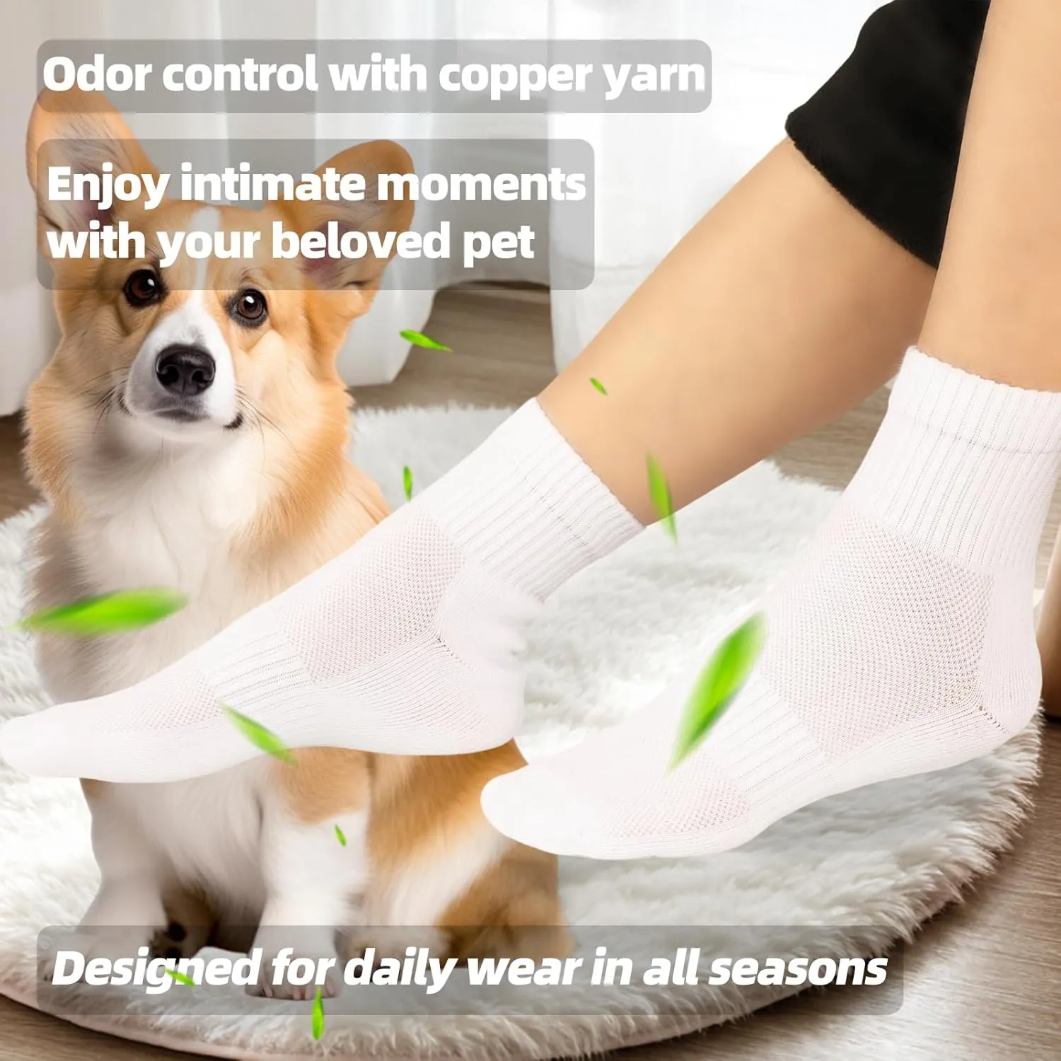 Kodal Copper Ankle Running Socks for Men Women Cushion Cotton Quarter Socks Odor Control for Smelly Sweaty Feet 5 Pairs