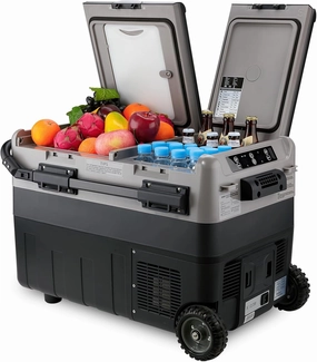 Kohree 12 Volt Car Refrigerator, 42 Quart (40L) Dual Zone Car Fridge, Portable Refrigerator Dual Door -4℉-68℉ Electric Cooler Portable Freezer 12/24V DC and 100-240V AC for RV, Camping, Travel