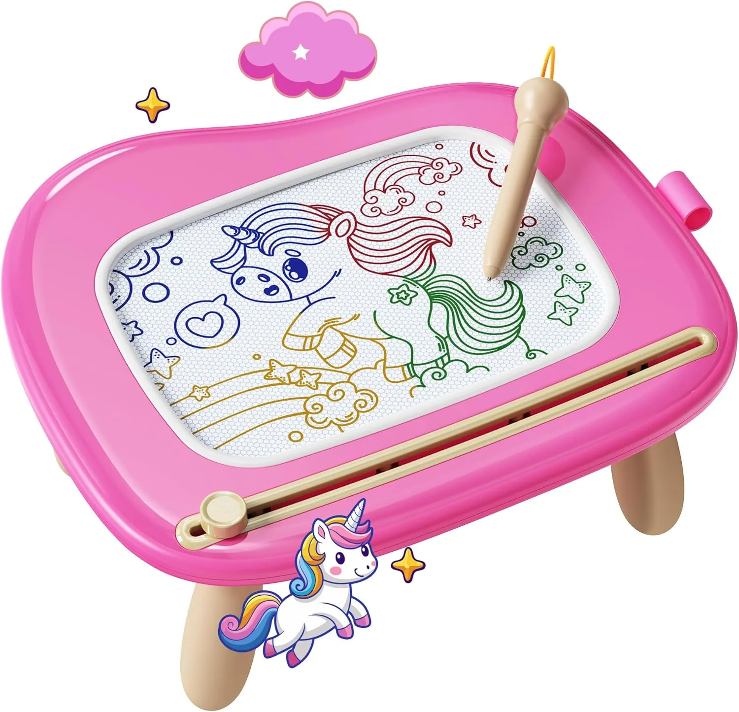 KOKODI Mess-Free Magnetic Drawing, Toddler Girl Toys for 1-2 Year Old, Large Doodle Board Pad Learning and Educational Toys for 1 2 3 Year Old Baby Kids Birthday Gifts(Rose)