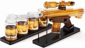 Kollea Fathers Gifts for Men Dad, Whiskey Decanter Sets for Men, Gun Decanter Set with 4 Bullet Glasses & Sighting Telescope, Boyfriend Birthday Present, Liquor Dispenser for Bar, Anniversary - 22 oz