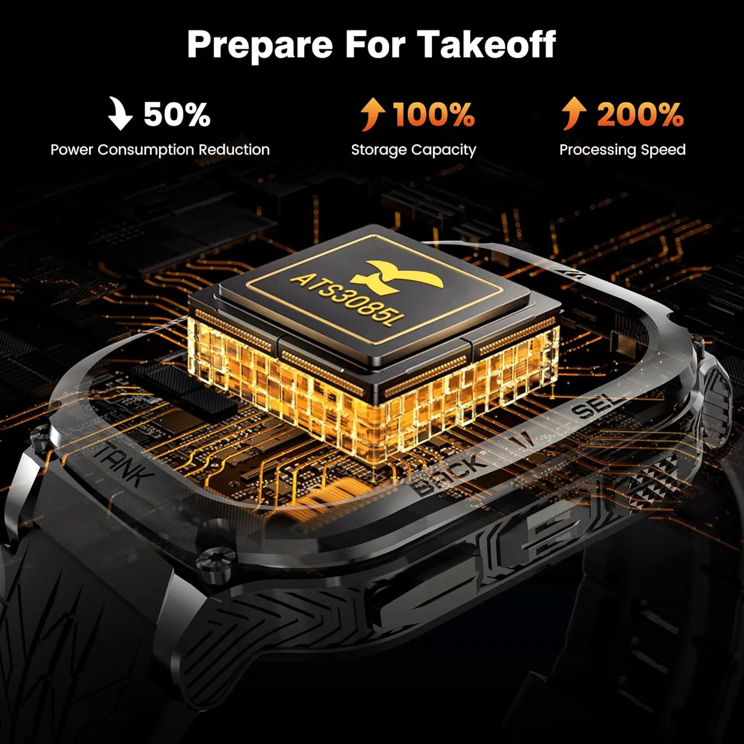 KOSPET Smart Watches for Men, 60-Day Battery Life, 50M Waterproof, Military(Full Metal), Answer/Make Call, Compatible for Android and iOS, 1.96'' AMOLED Always-on Display, AI Voice