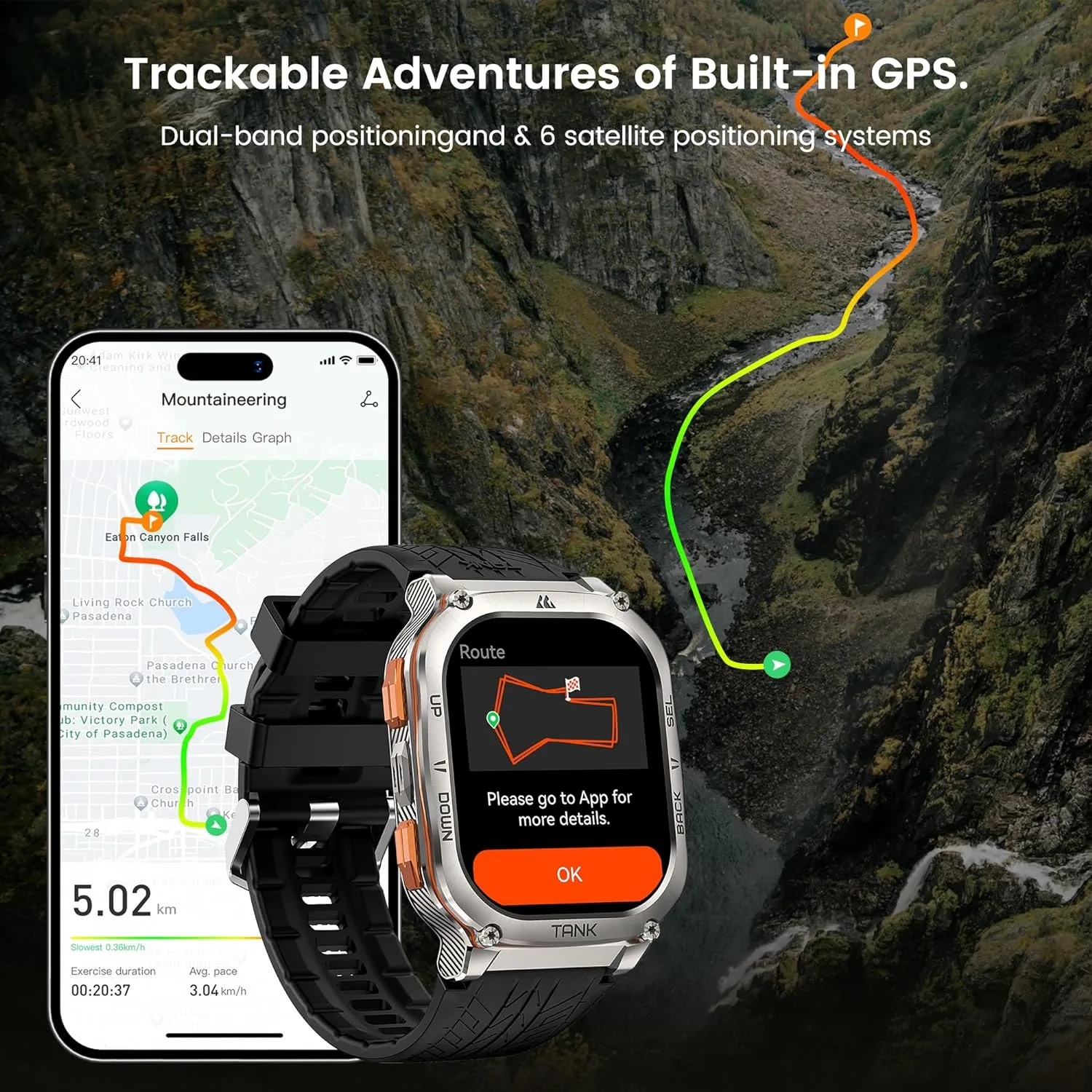 KOSPET Tank M3 Ultra Smart Watch with GPS, 5ATM Waterproof, Compass, Altitude, Air Pressure, Extra Large Battery, Full Stainless Steel, Bluetooth Call, 1.96'' AMOLED Always-on Display, AI Voice