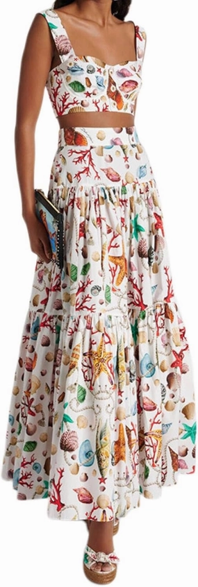 ksotutm 2 Piece Skirt Sets for Women Animal Printed Halter Top High Waist Maxi Skirt Women's Fashion Vacation Outfits