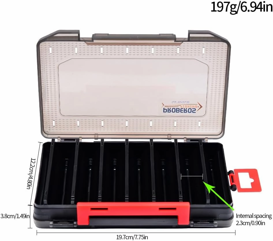 KTGCOZS Double Sided Tackle Fishing Tackle Box Lure Waterproof Compartments Hook Storage Case (Black)