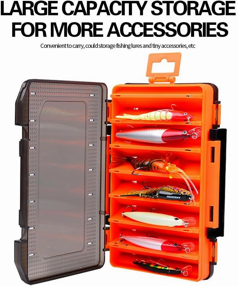 KTGCOZS Double Sided Tackle Fishing Tackle Box Lure Waterproof Compartments Hook Storage Case (Black)
